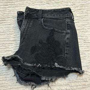 AE Black Denim Shorts